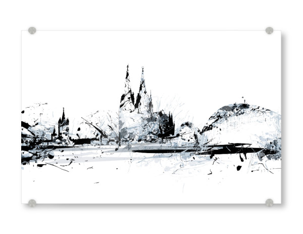 Acrylglasbild "Cologne Splash" artboxONE - Städte,Städte / Köln,Abstrakt,Schwarzweiß,Architektur