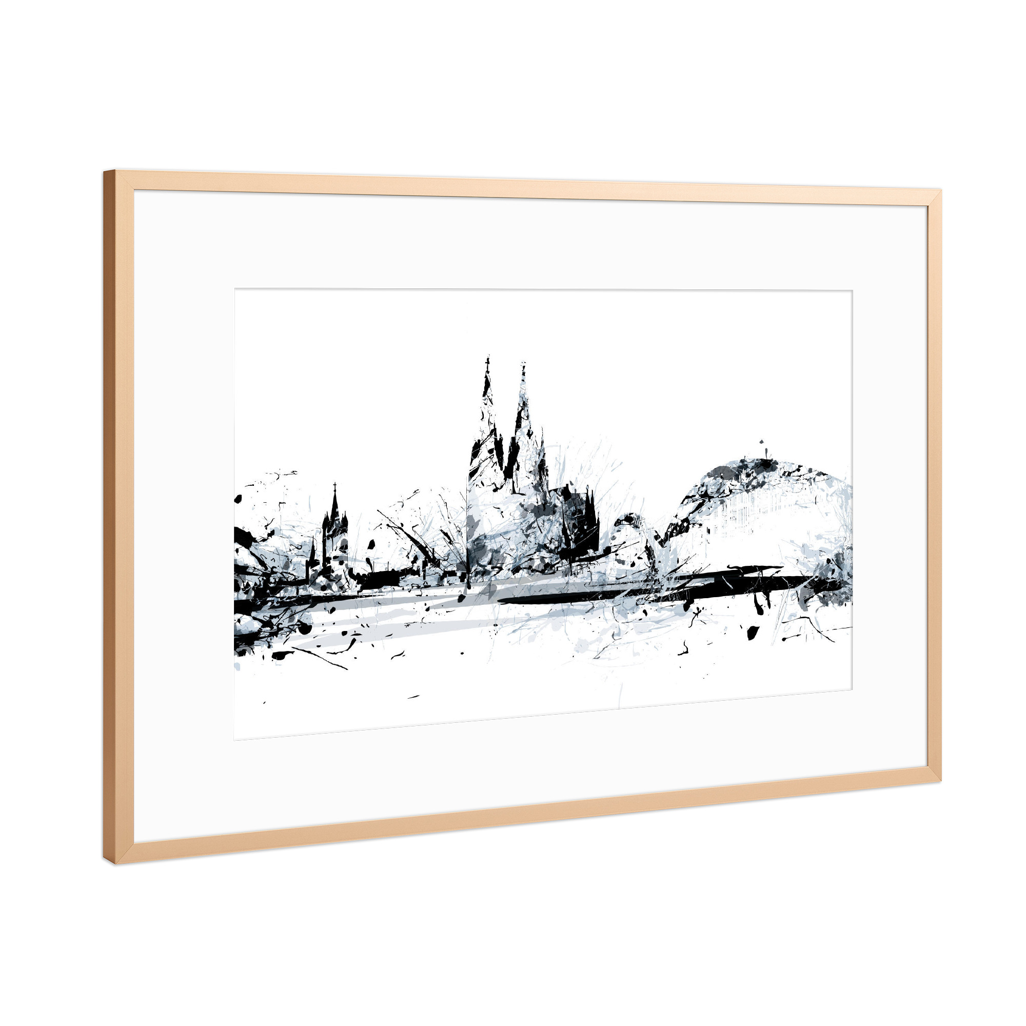 Poster mit Rahmen Kupfer "Cologne Splash" artboxONE - Städte,Städte / Köln,Abstrakt,Schwarzweiß,Architektur