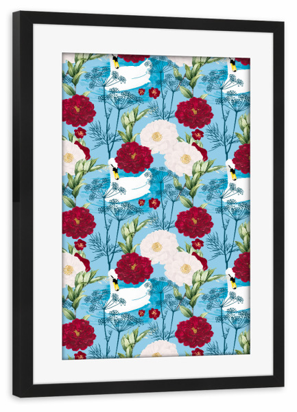 Poster mit Rahmen schwarz "Swan Pond" artboxONE - Natur,Floral,Tiere