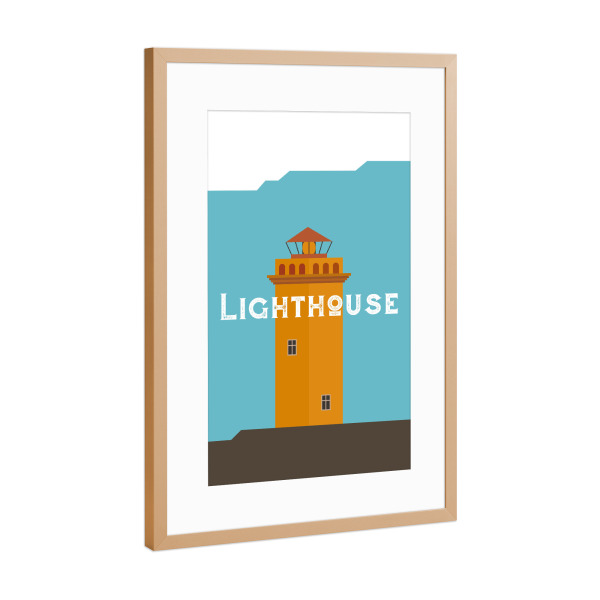 Poster mit Rahmen Kupfer "Lighthouse minimal" artboxONE - Architektur