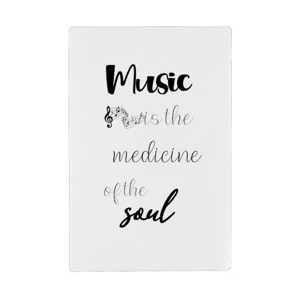 Holzbild "Musik ist Medizin" artboxONE - Typografie,Schwarzweiß - Seele,Musik,Medizin,Beruhigt,Leise,Laut,Hören,Music,Soul,Typo,Typografie,Typography