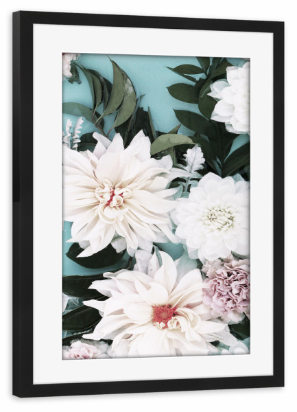 Poster mit Rahmen schwarz "Pink Blue Abstract Floral" artboxONE - Natur,Floral,Für Mama