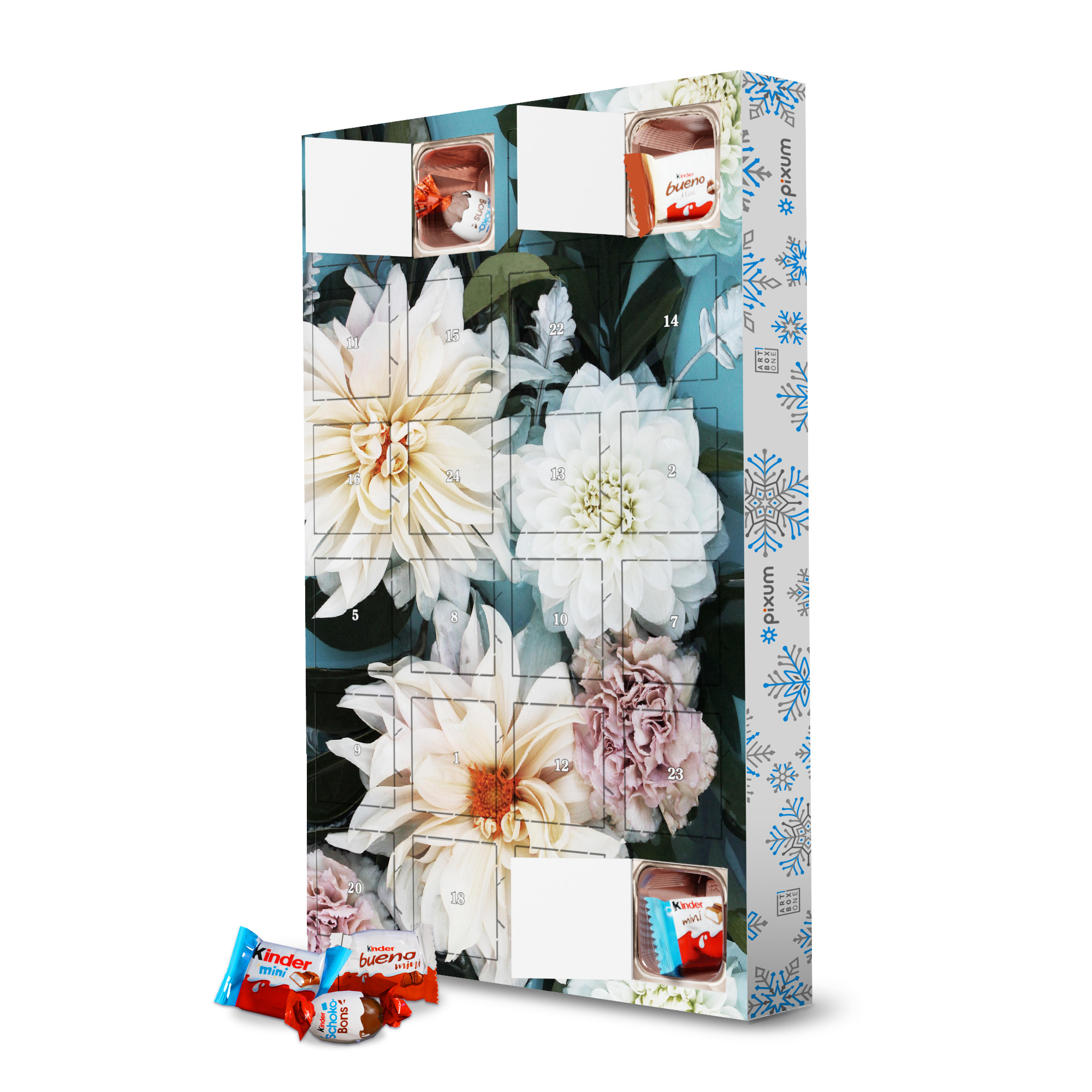 Adventskalender mit Produkten von Kinder Elegant Dahlia Flowers artboxONE Adventskalender Natur
