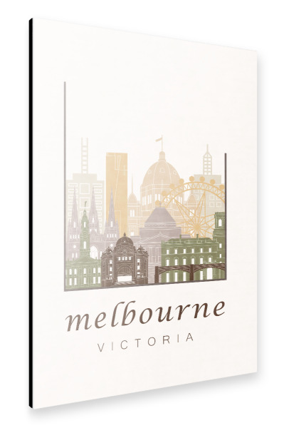 Alu-Dibond "Melbourne skyline rustic" 30x20 cm artboxONE