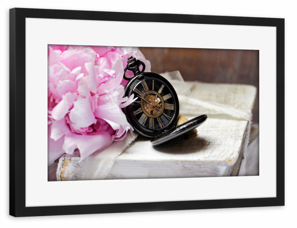 Poster mit Rahmen schwarz "Zeit zum Lesen" artboxONE - Floral,Fashion