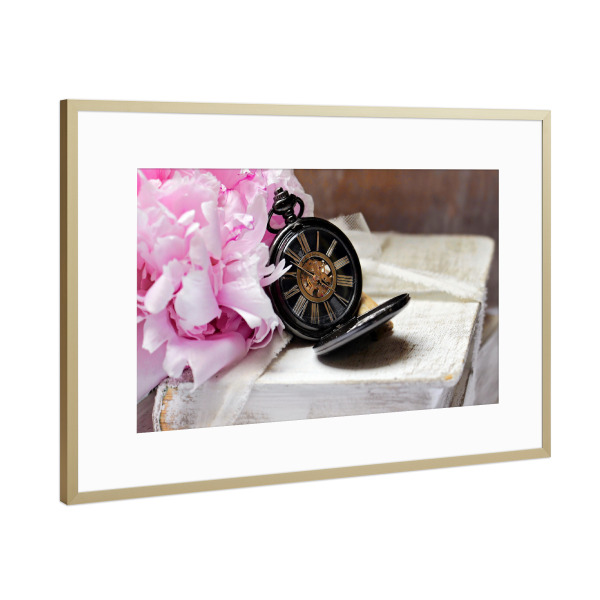 Poster mit Rahmen Gold "Zeit zum Lesen" artboxONE - Floral,Fashion