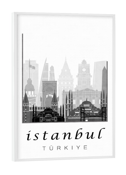 Poster mit weißem Rahmen "Istanbul skyline black & white" artboxONE - Städte,Schwarzweiß,Architektur,Städte / Istanbul