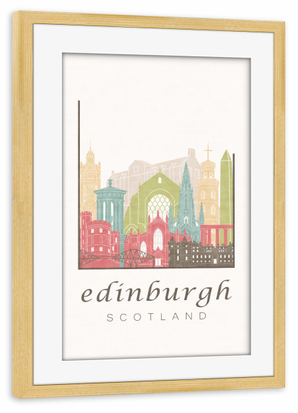 Poster mit Rahmen kiefer "Edinburgh skyline pastel" artboxONE - Städte,Architektur