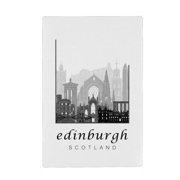 Holzbild "Edinburgh skyline black & white" artboxONE - Städte,Schwarzweiß,Architektur