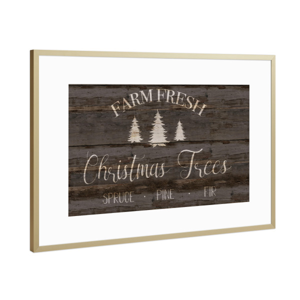 Poster mit Rahmen Gold "Farm Fresh Xmas Trees" artboxONE - Typografie,Weihnachten