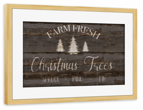 Poster mit Rahmen kiefer "Farm Fresh Xmas Trees" artboxONE - Typografie,Weihnachten
