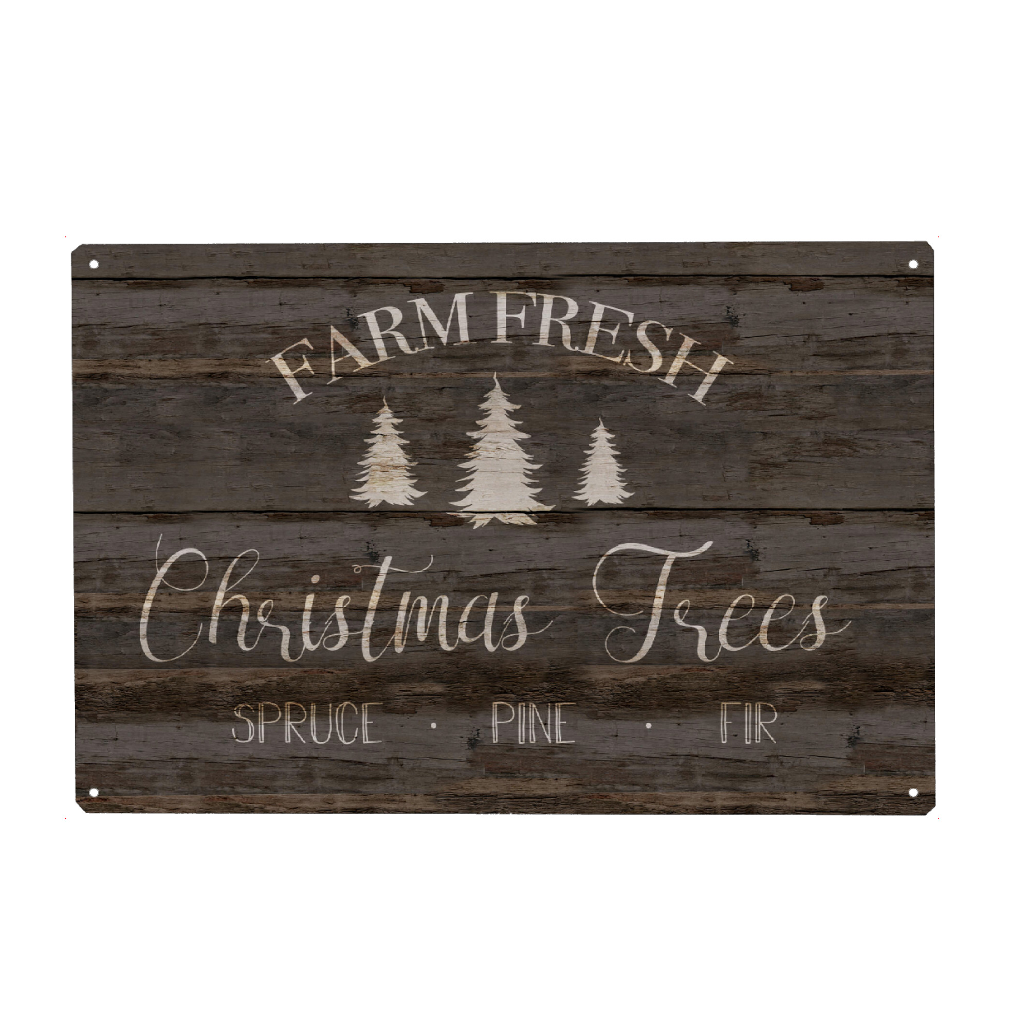 Metall Poster "Farm Fresh Xmas Trees" artboxONE - Typografie,Weihnachten