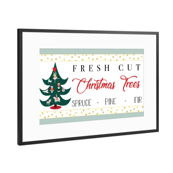 Poster mit Rahmen Schwarz (Metallic) "Fresh cut Christmas Trees" artboxONE - Tiere,Weihnachten