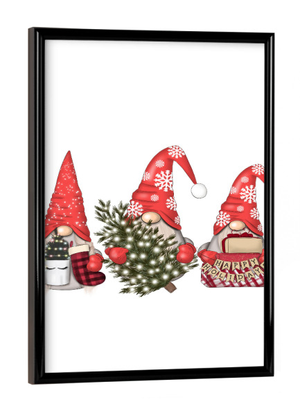 Poster mit schwarzem Rahmen "Gnome For Holidays" artboxONE - Für Kinder,Weihnachten,Lustig