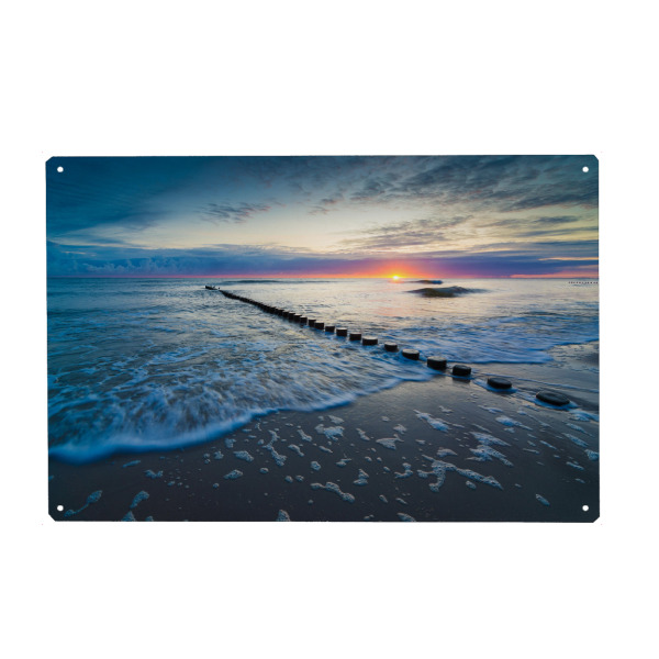 Holzbild "Sonnenaufgang am Ostsee Strand" artboxONE - Reise / Strand und Meer