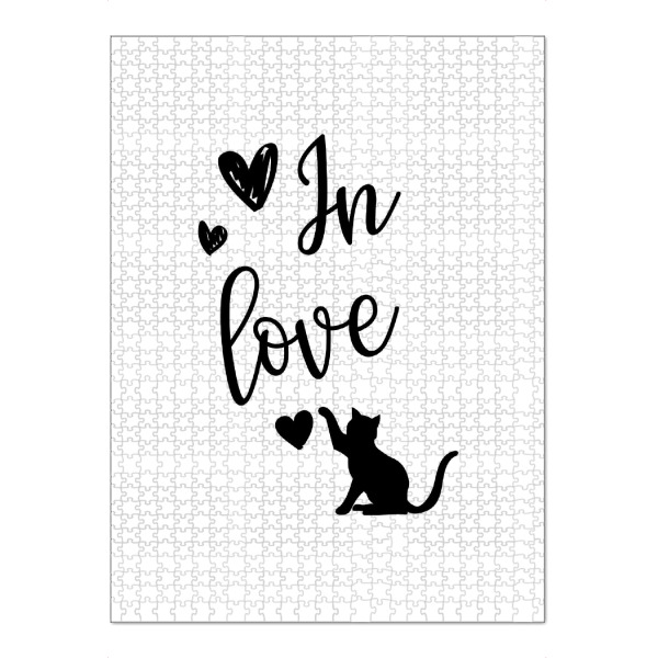 Puzzle Ravensburger "Katzenliebe mit Herz" artboxONE - Typografie,Tiere,Schwarzweiß
