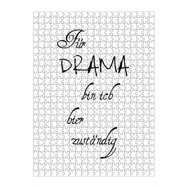 Puzzle Ravensburger "Drama" artboxONE - Typografie,Schwarzweiß - Drama,Queen,Diva,Mann,Frau,Heulen,Ich,Text,Spruch,Typo,Typografie - Bild drama