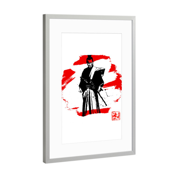Poster mit Rahmen Silber "Samurai in red and white" artboxONE - Film,Menschen,Schwarzweiß