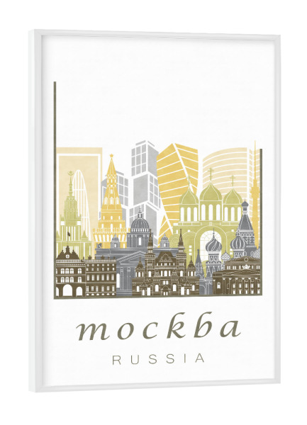Poster mit weißem Rahmen "Moscow skyline desert" artboxONE - Städte,Architektur