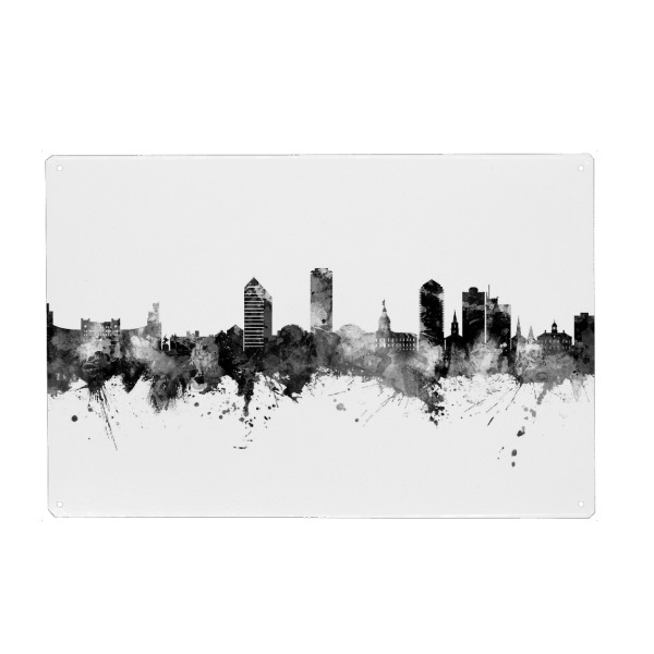 Holzbild "Tallahassee Florida Skyline Black" artboxONE - Städte,Schwarzweiß