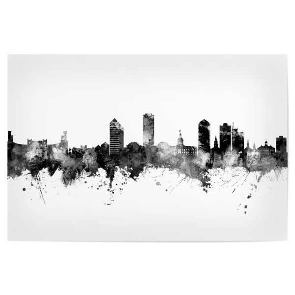 Poster "Tallahassee Florida Skyline Black" artboxONE - Städte,Schwarzweiß