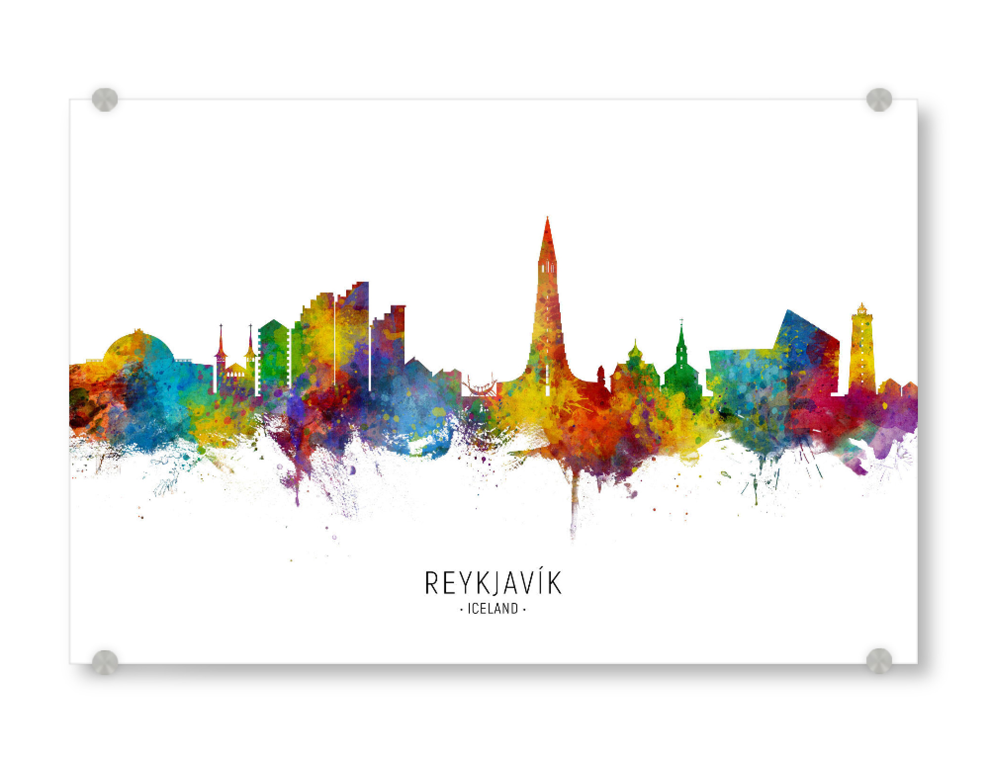 Acrylglasbild "Reykjavík Iceland Skyline txt" artboxONE - Städte