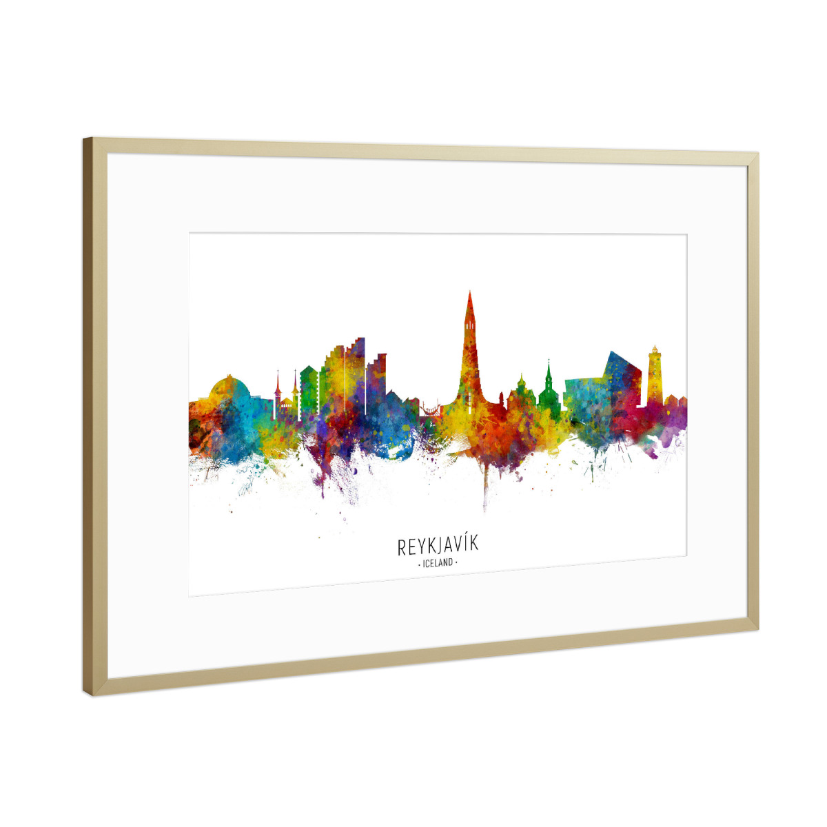 Reykjavik Iceland Skyline Txt Als Metal Framed Poster Bei Artboxone Kaufen