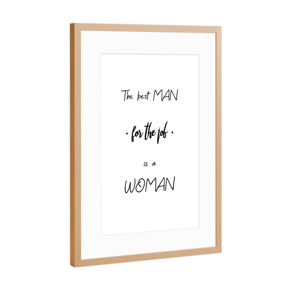 Poster mit Rahmen Kupfer "Frauen sind bessere Männer" artboxONE - Typografie,Schwarzweiß