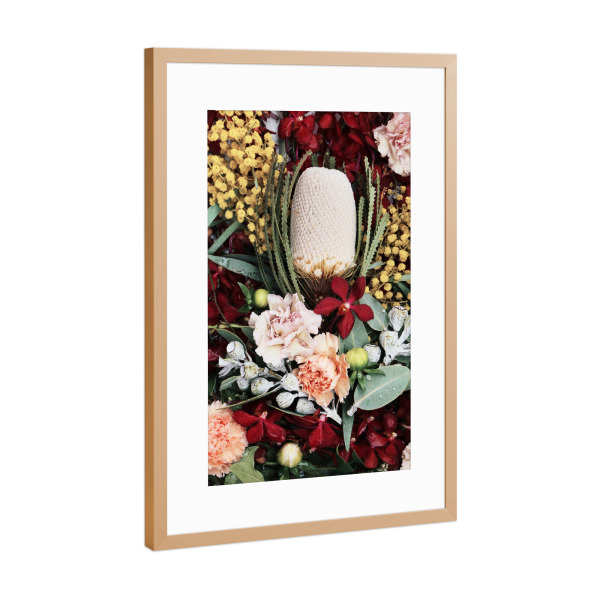 Poster mit Rahmen Kupfer "Burgundy Red Native Floral" artboxONE - Natur,Floral,Abstrakt