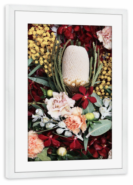 Poster mit Rahmen weiß "Burgundy Red Native Floral" artboxONE - Natur,Floral,Abstrakt