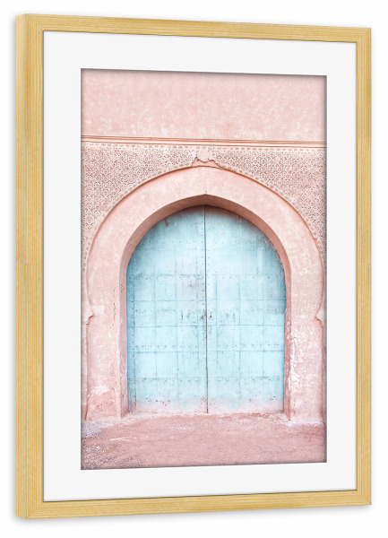Poster mit Rahmen kiefer "Turquoise door" artboxONE - Reise,Architektur,Reise / Afrika