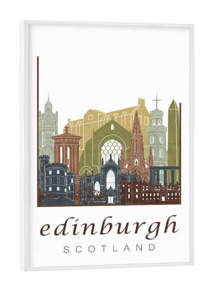 Poster mit weißem Rahmen "Edinburgh skyline light brown" artboxONE - Städte,Architektur