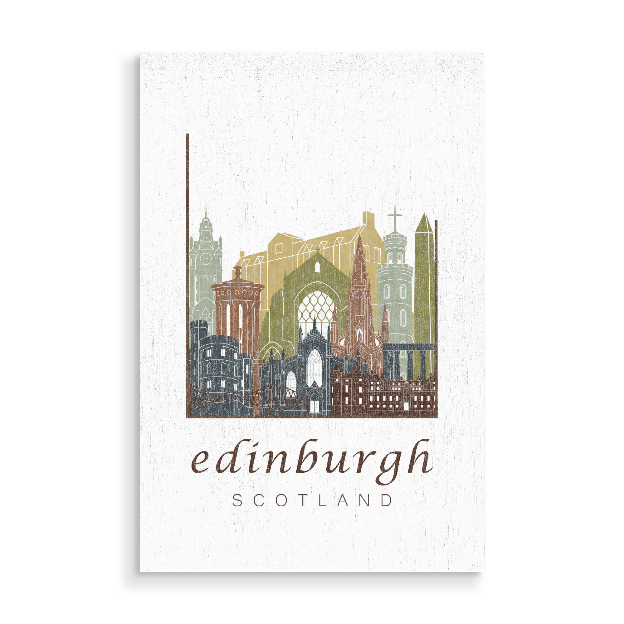 Holzbild "Edinburgh skyline light brown" artboxONE - Städte,Architektur