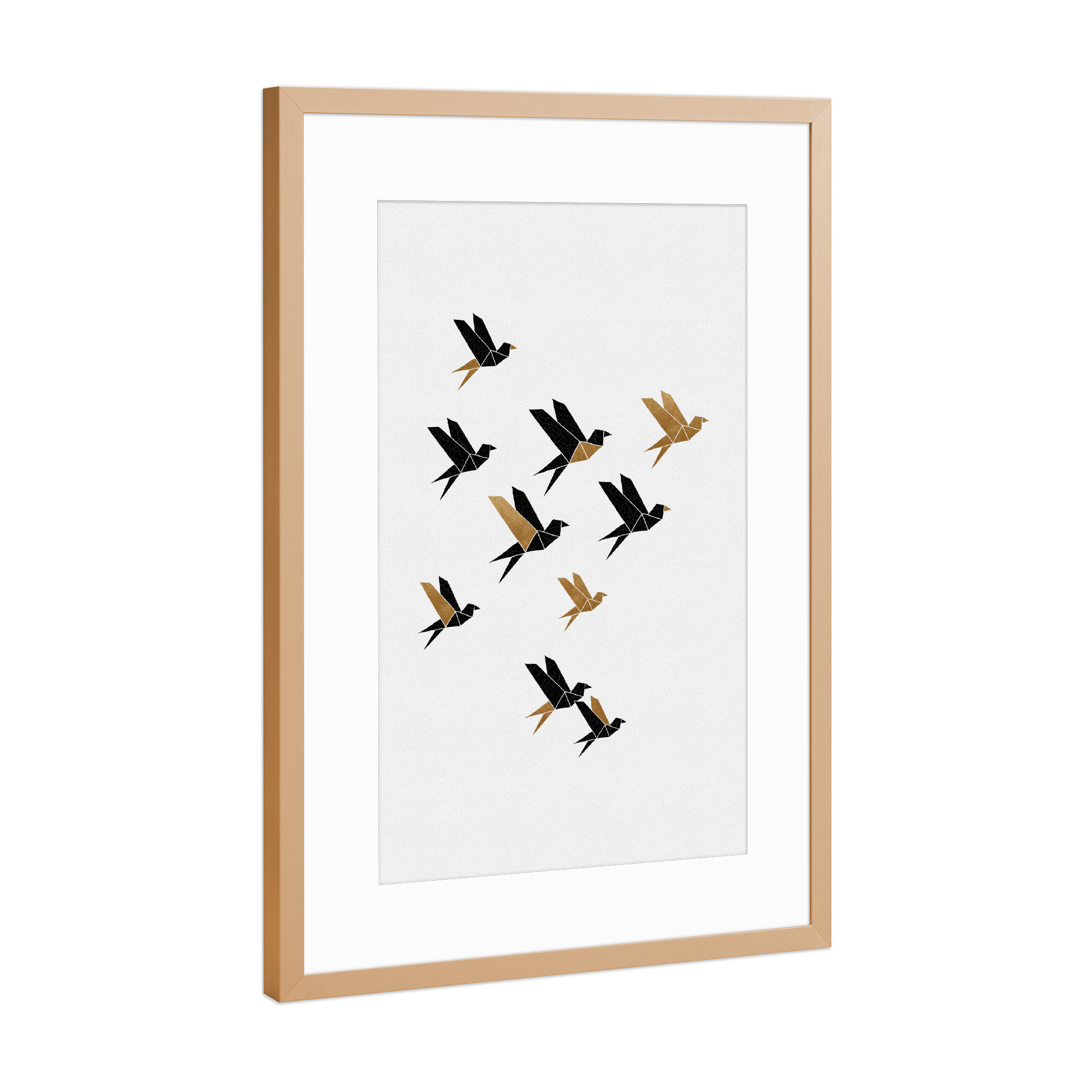 Poster mit Rahmen Kupfer "Geometric Birds" artboxONE - Natur,Tiere,Abstrakt,Geometrie