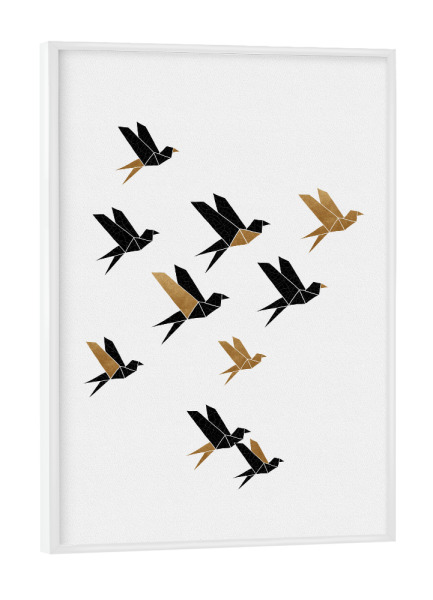 Poster mit weißem Rahmen "Geometric Birds" artboxONE - Natur,Tiere,Abstrakt,Geometrie