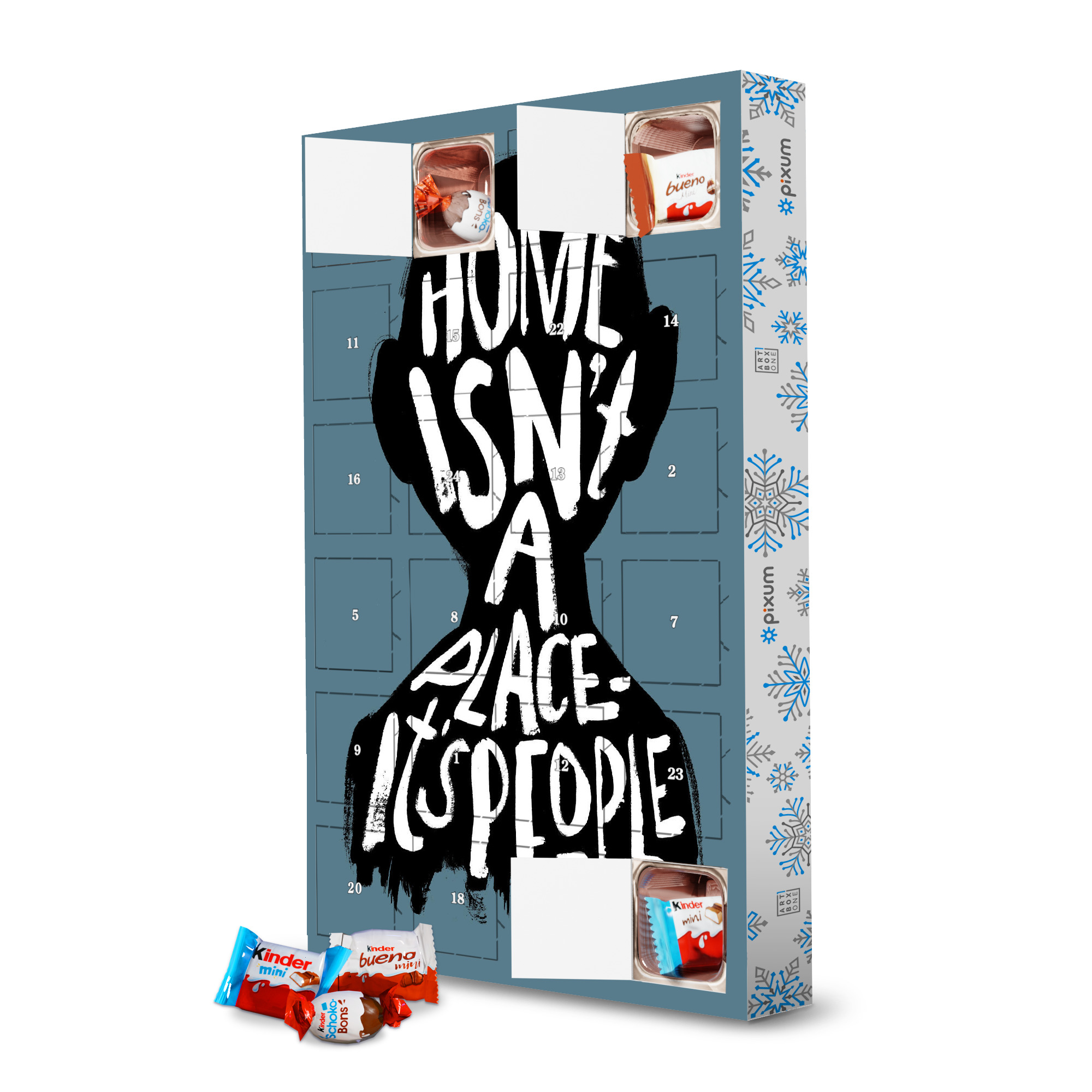 Adventskalender mit Produkten von Kinder Home isn ́t a place artboxONE Adventskalender Typografie