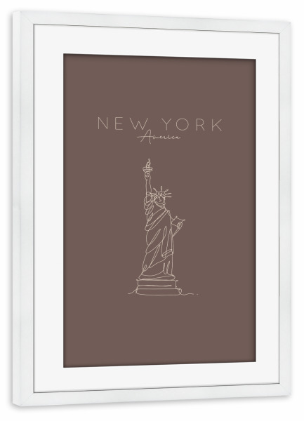 Poster mit Rahmen weiß "New York statue of liberty dark" artboxONE - Städte,Städte / New York,Reise
