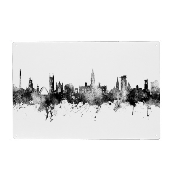 Holzbild "Bolton England Skyline Black" artboxONE - Städte,Schwarzweiß