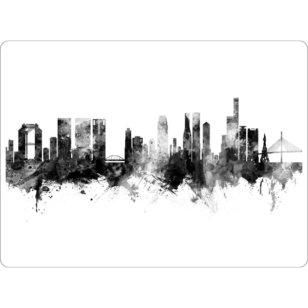 Tischset "Osaka Japan Skyline Black" artboxONE - Städte,Schwarzweiß