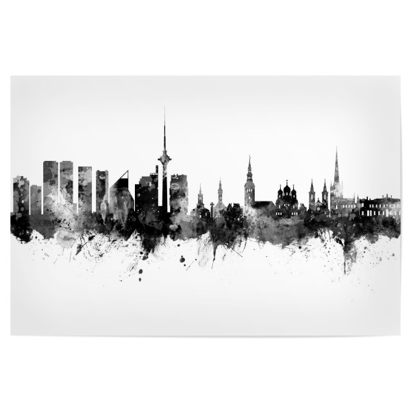 Poster 30x20 cm "Tallinn Estonia Skyline Black" artboxONE - Städte,Schwarzweiß