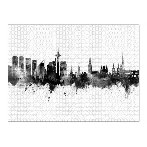 Puzzle Ravensburger "Tallinn Estonia Skyline Black" artboxONE - Städte,Schwarzweiß