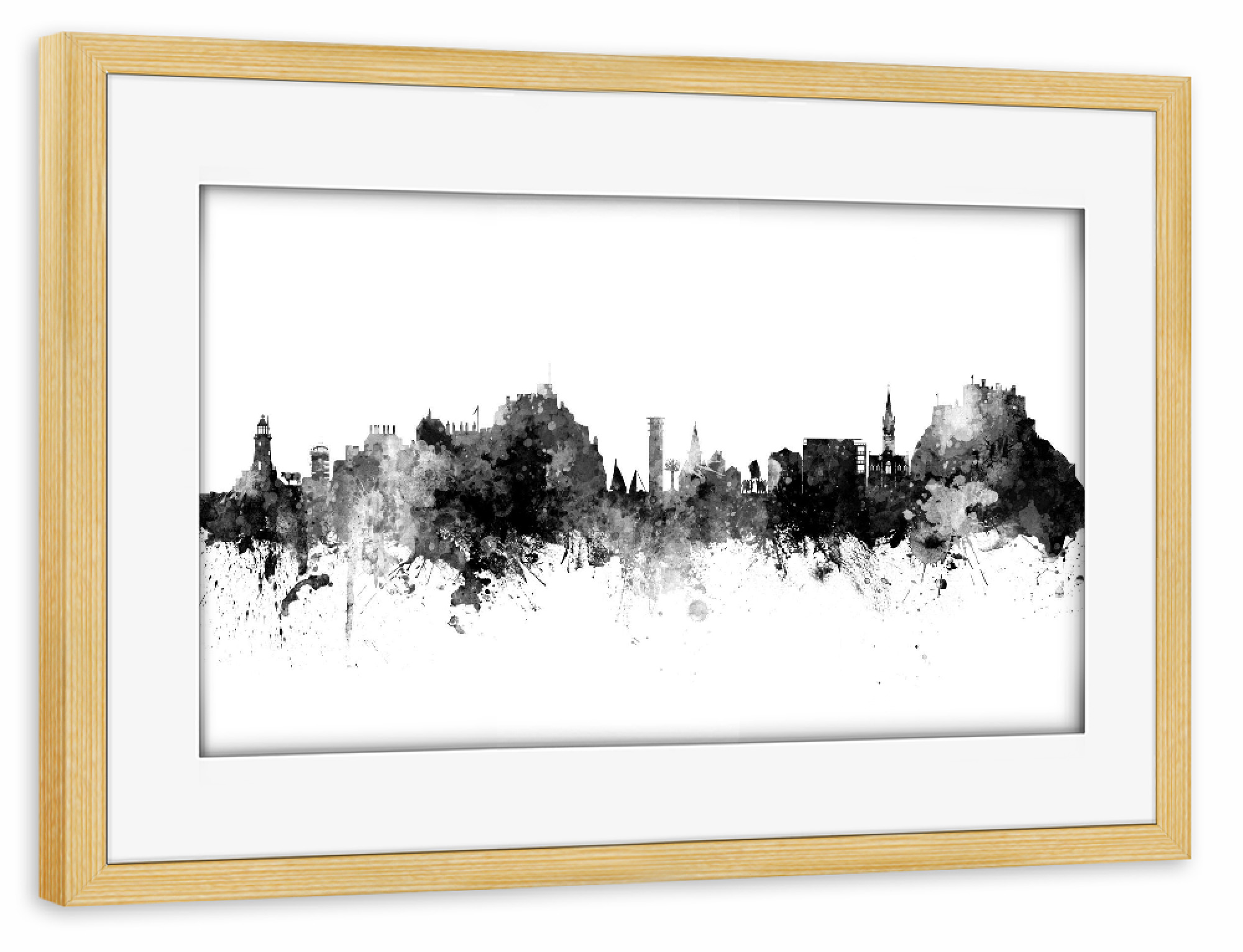 Poster mit Rahmen kiefer "Jersey Skyline Black" artboxONE - Städte,Schwarzweiß
