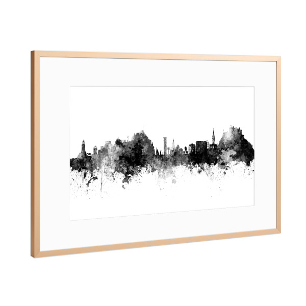 Poster mit Rahmen Kupfer "Jersey Skyline Black" artboxONE - Städte,Schwarzweiß