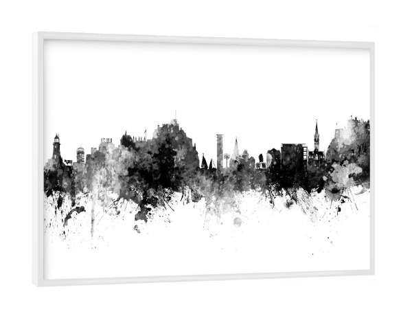 Poster mit weißem Rahmen "Jersey Skyline Black" artboxONE - Städte,Schwarzweiß