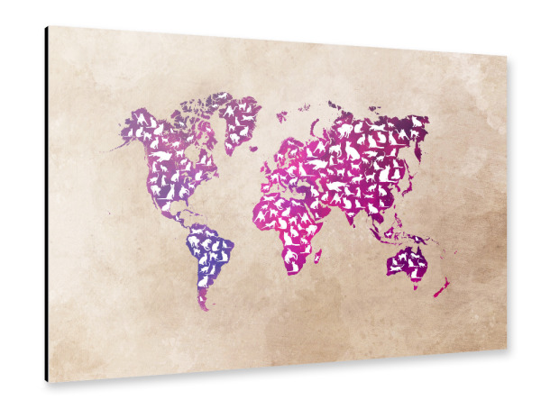 Alu-Dibond "Cat world map" 30x20 cm artboxONE