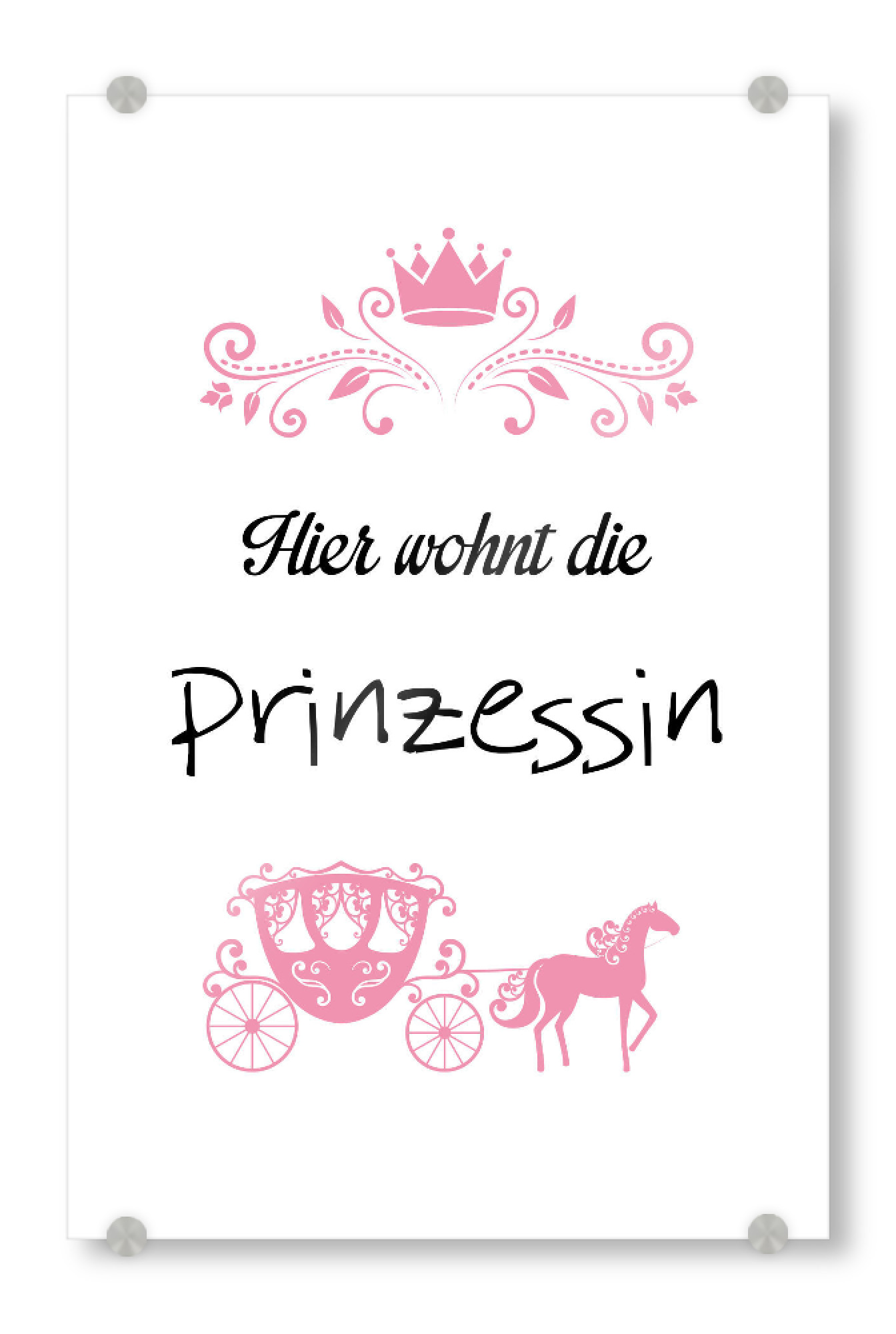Acrylglasbild "Prinzessin" artboxONE - Typografie,Für Kinder,Schwarzweiß