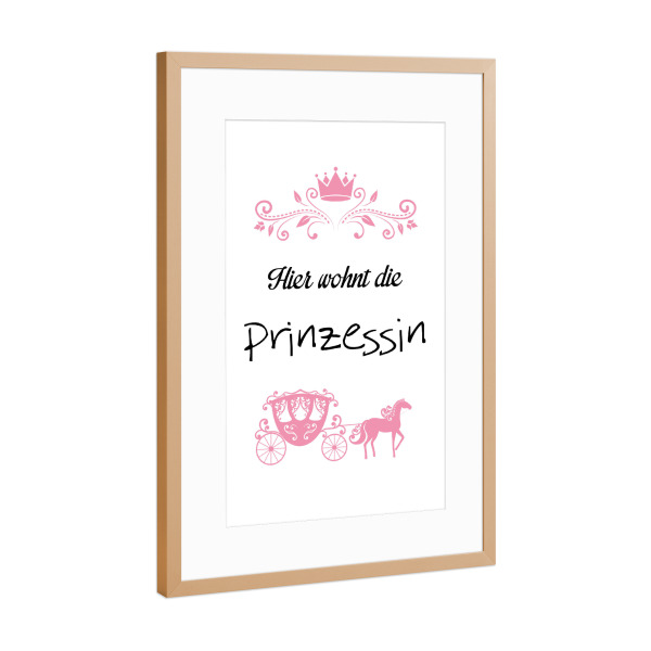 Poster mit Rahmen Kupfer "Prinzessin" artboxONE - Typografie,Für Kinder,Schwarzweiß