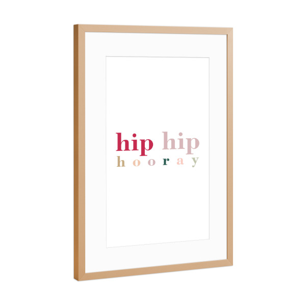 Poster mit Rahmen Kupfer "Hip hip hooray" artboxONE - Typografie