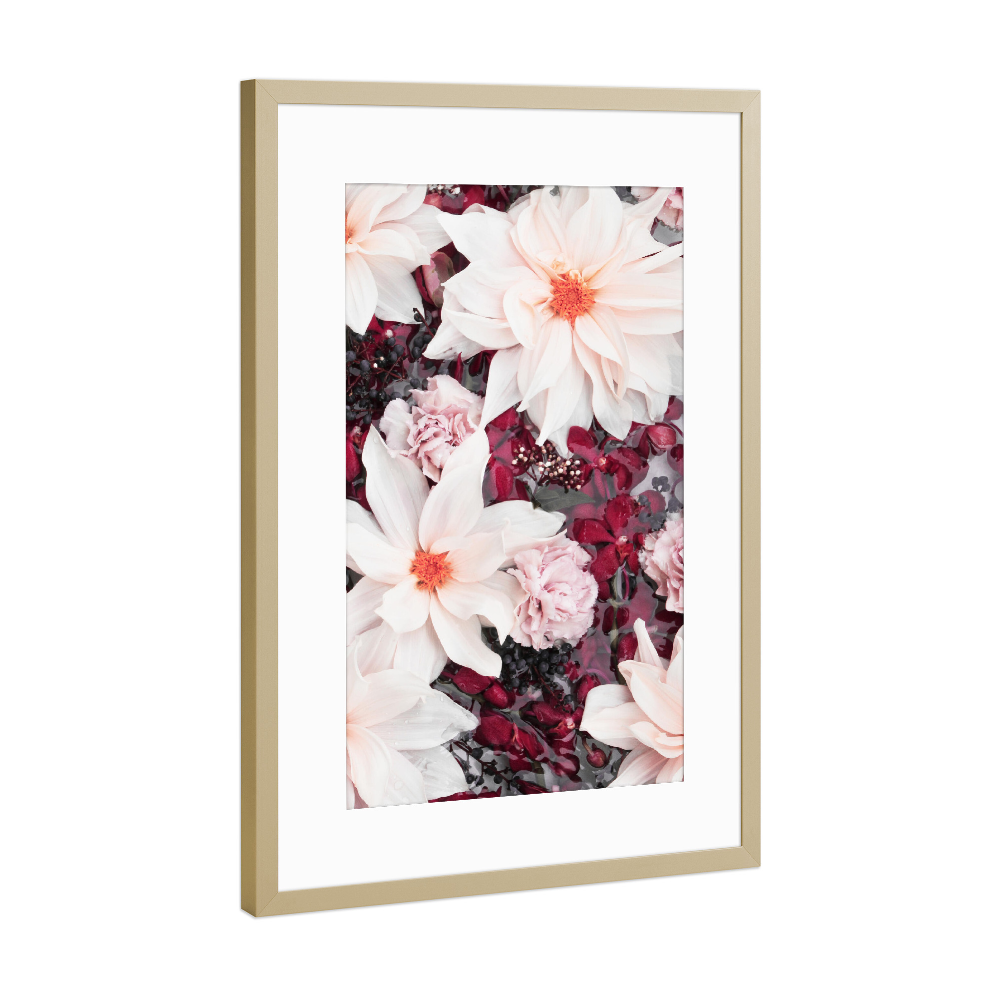Poster mit Rahmen Gold "Burgundy Floral Photo" artboxONE - Natur,Floral,Für Mama