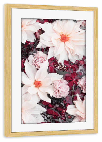 Poster mit Rahmen kiefer "Burgundy Floral Photo" artboxONE - Natur,Floral,Für Mama